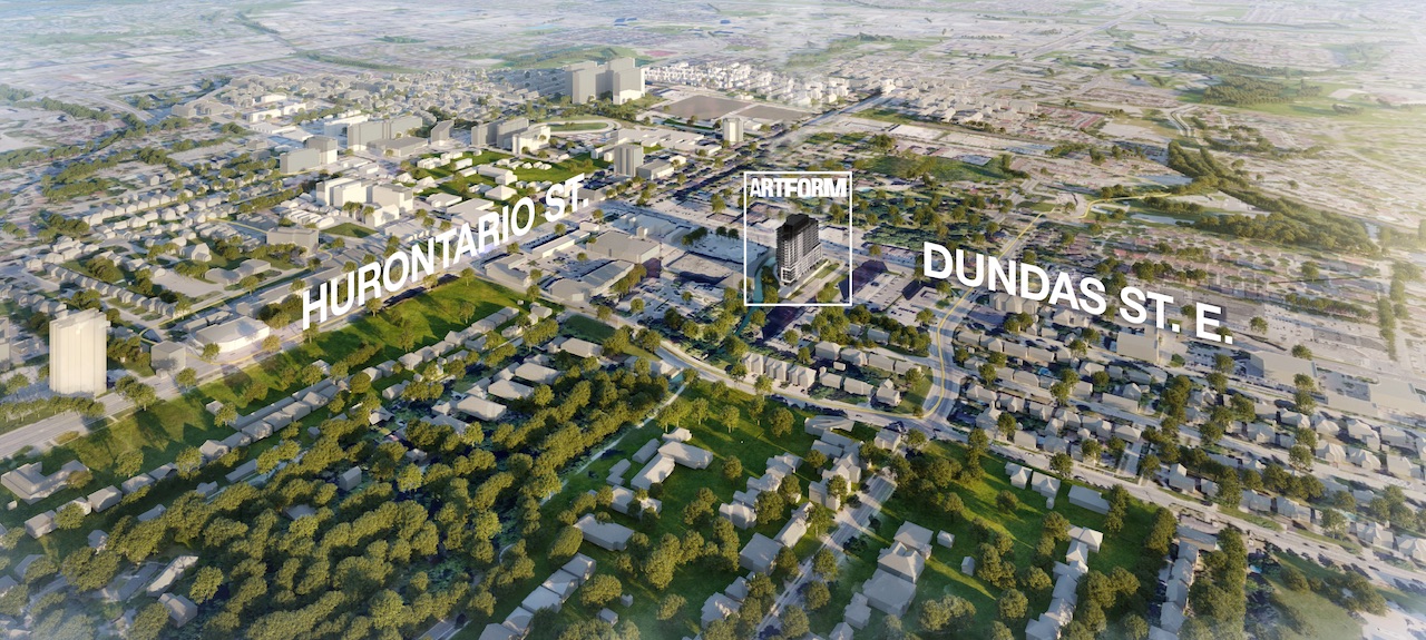 Rendering of ARTFORM Condos Cooksville Mississauga today.
