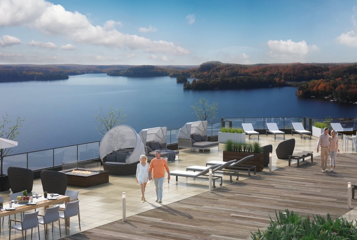 Rooftop rendering of Lakeside Muskoka Condos