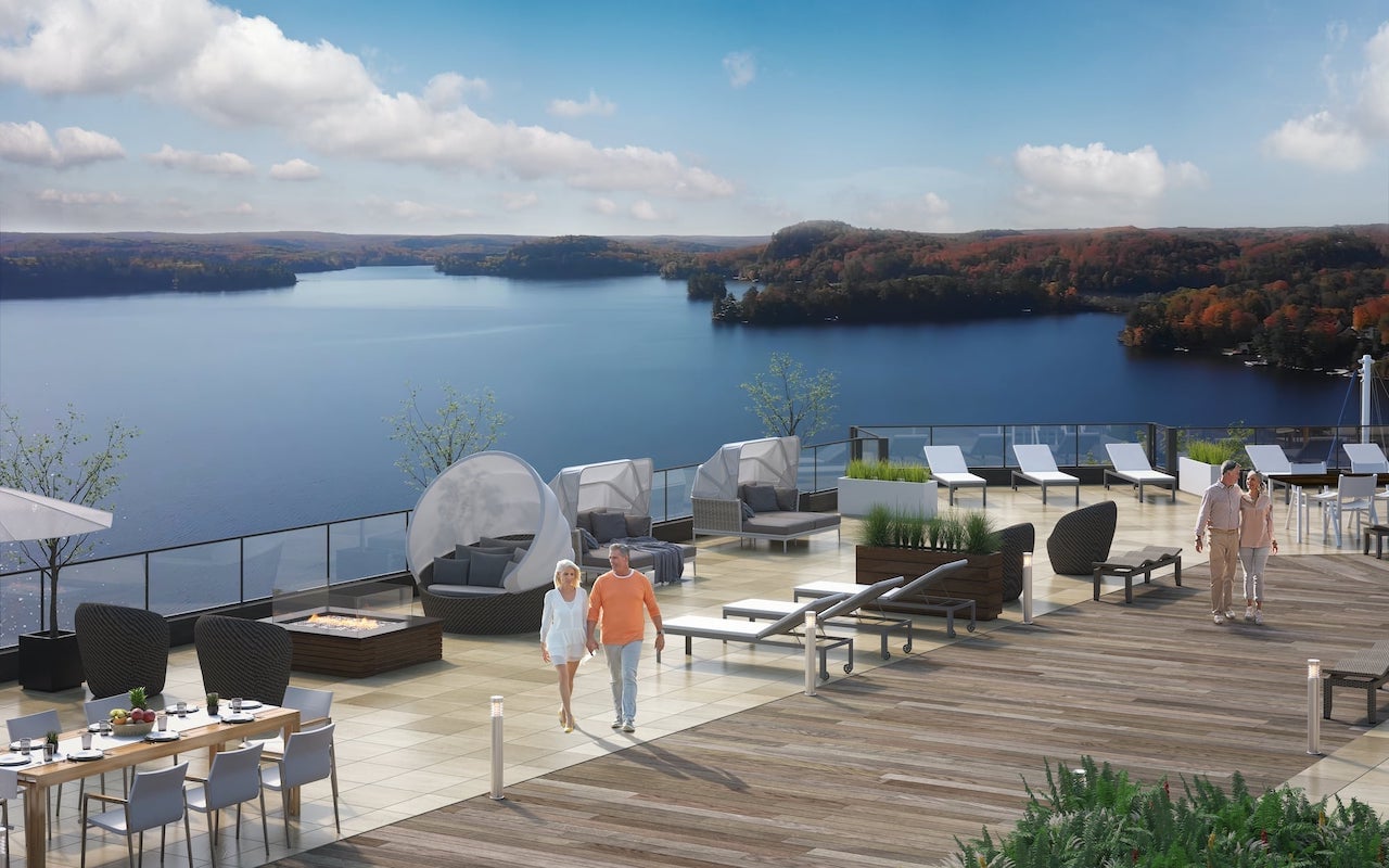 Rooftop rendering of Lakeside Muskoka Condos