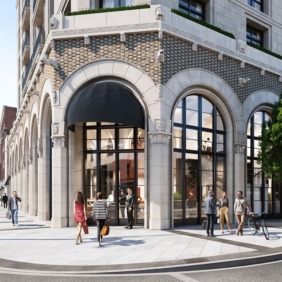 Exterior rendering of 1140 Yonge Condos closeup