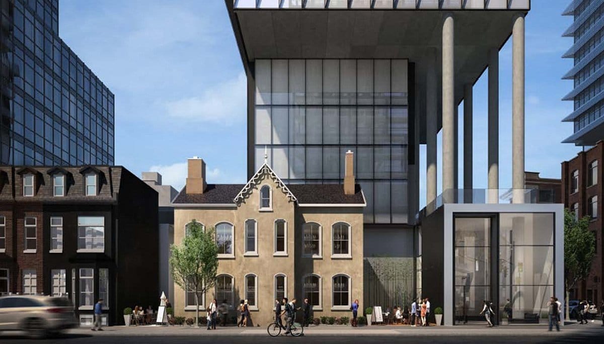 Exterior rendering of Carlyle Condos podium.