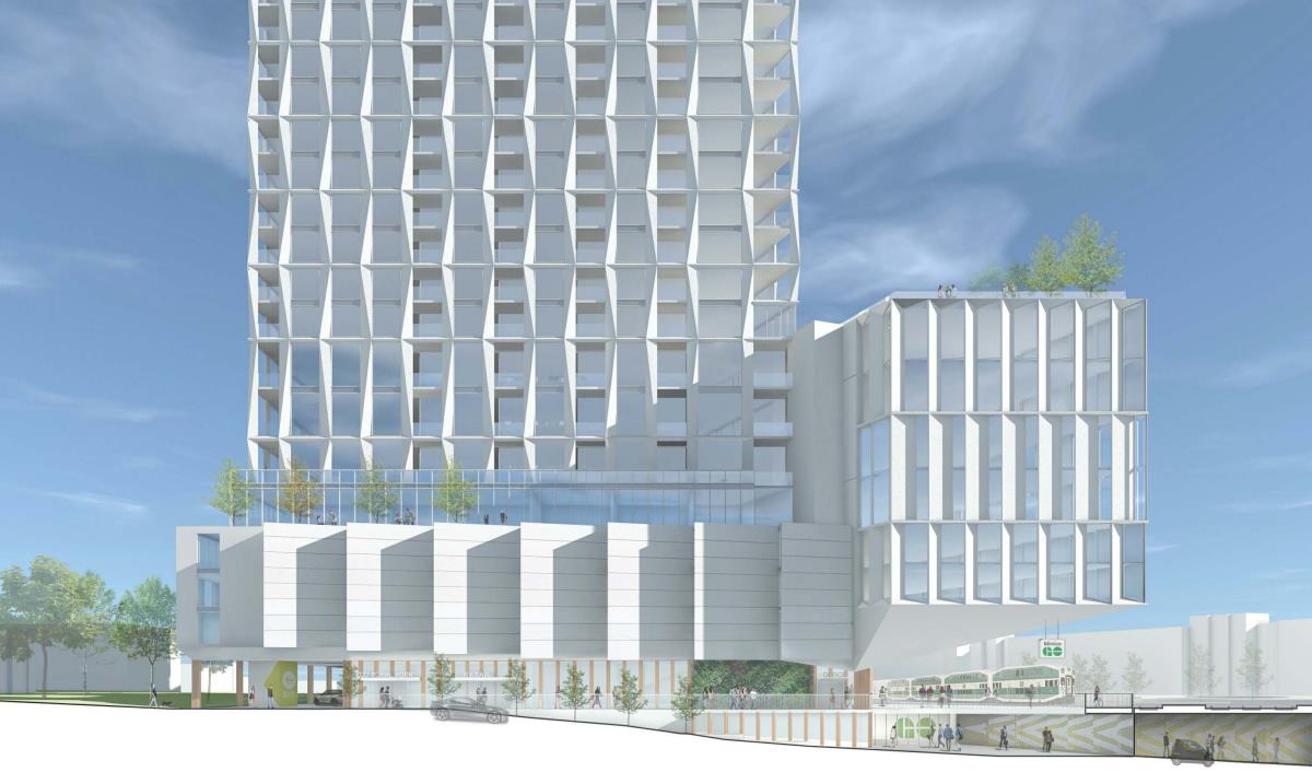 Side-view rendering of 327 Royal York Condos in Etobicoke.