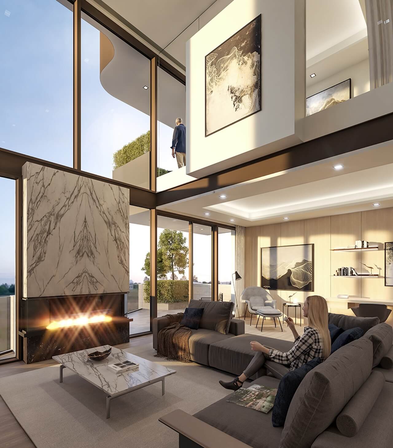 Rendering of 350 Davenport 3rd floor living room