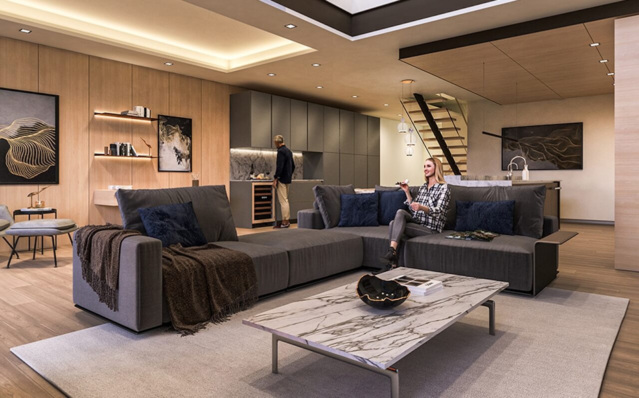 Rendering of 350 Davenport 3rd floor living room