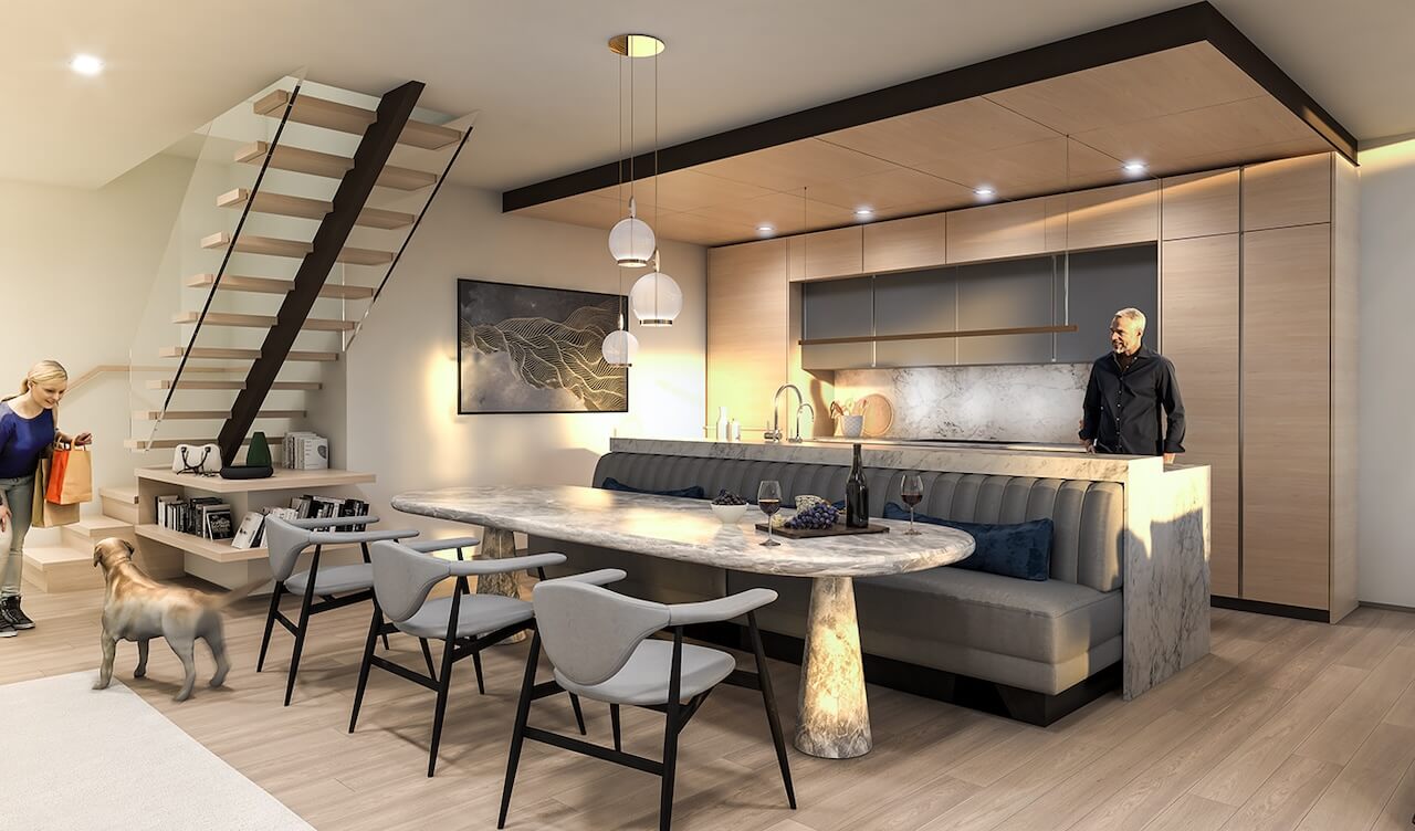 Rendering of 350 Davenport 3rd floor kitchen