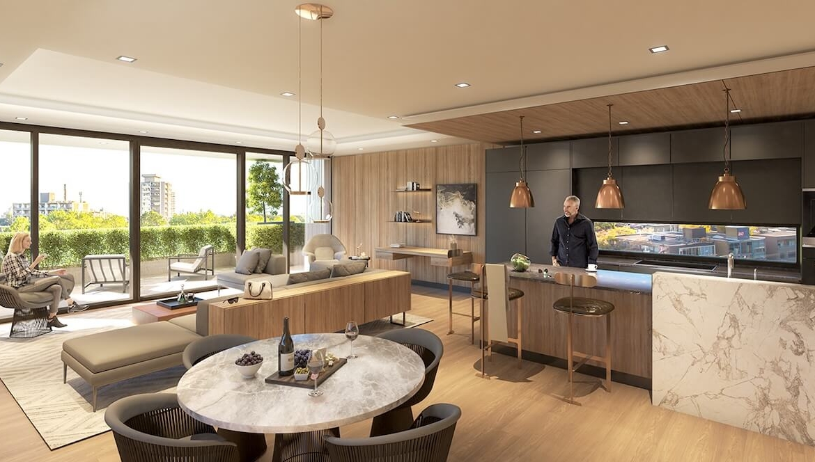 Rendering of 350 Davenport 4th floor living room
