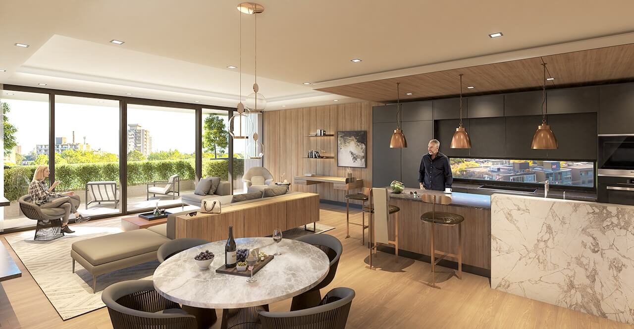 Rendering of 350 Davenport 4th floor living room