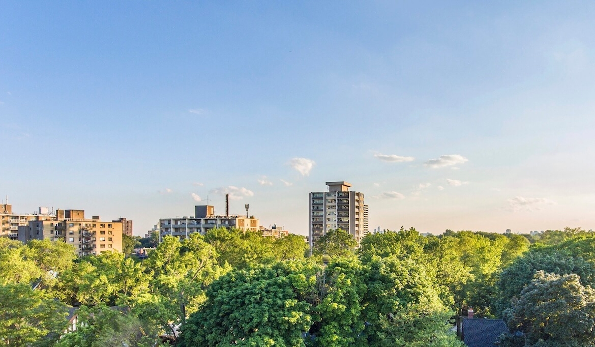 Rendering of 350 Davenport exterior aerial distance view