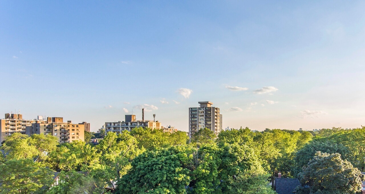 Rendering of 350 Davenport exterior aerial distance view