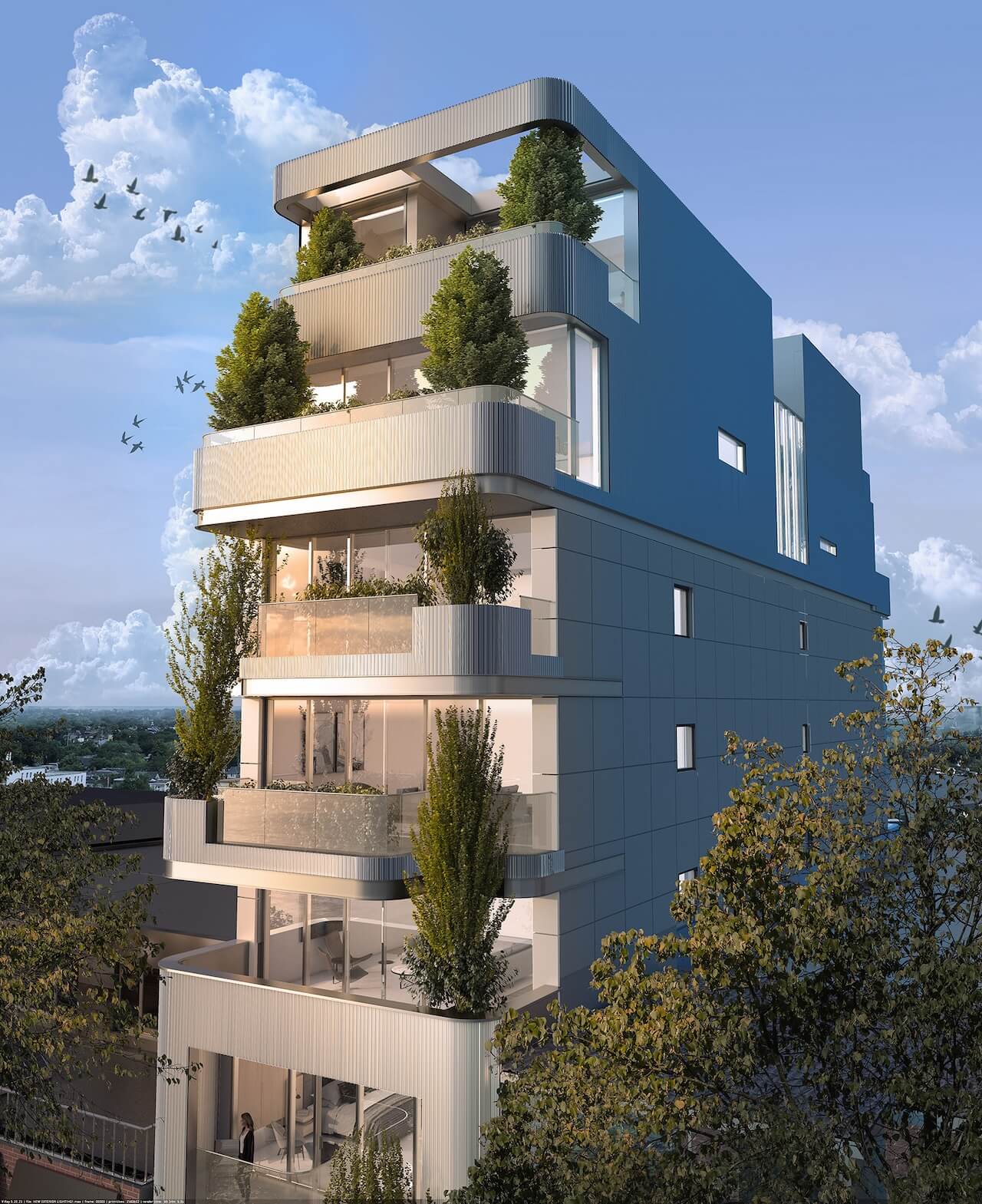 Rendering of 350 Davenport exterior at dusk