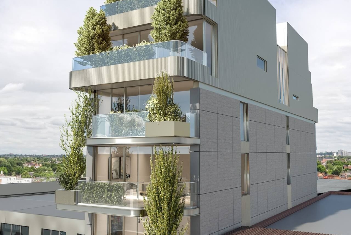Rendering of 350 Davenport exterior during the day
