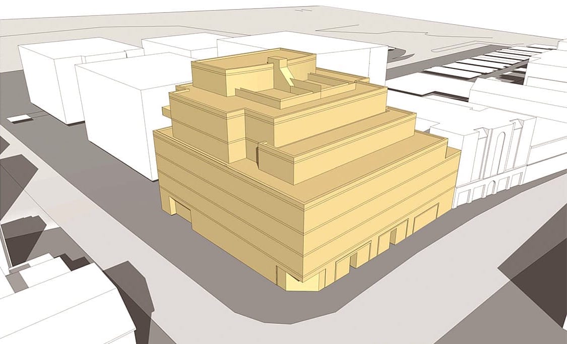 Simple rendering of 390 Spadina Road Condos aerial view.