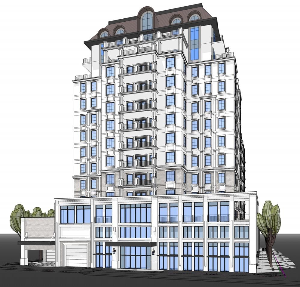 Rendering of 420 Guelph Line Condos full building exterior.