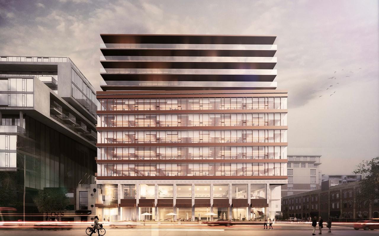 Rendering of 5445 King West Condos building front.