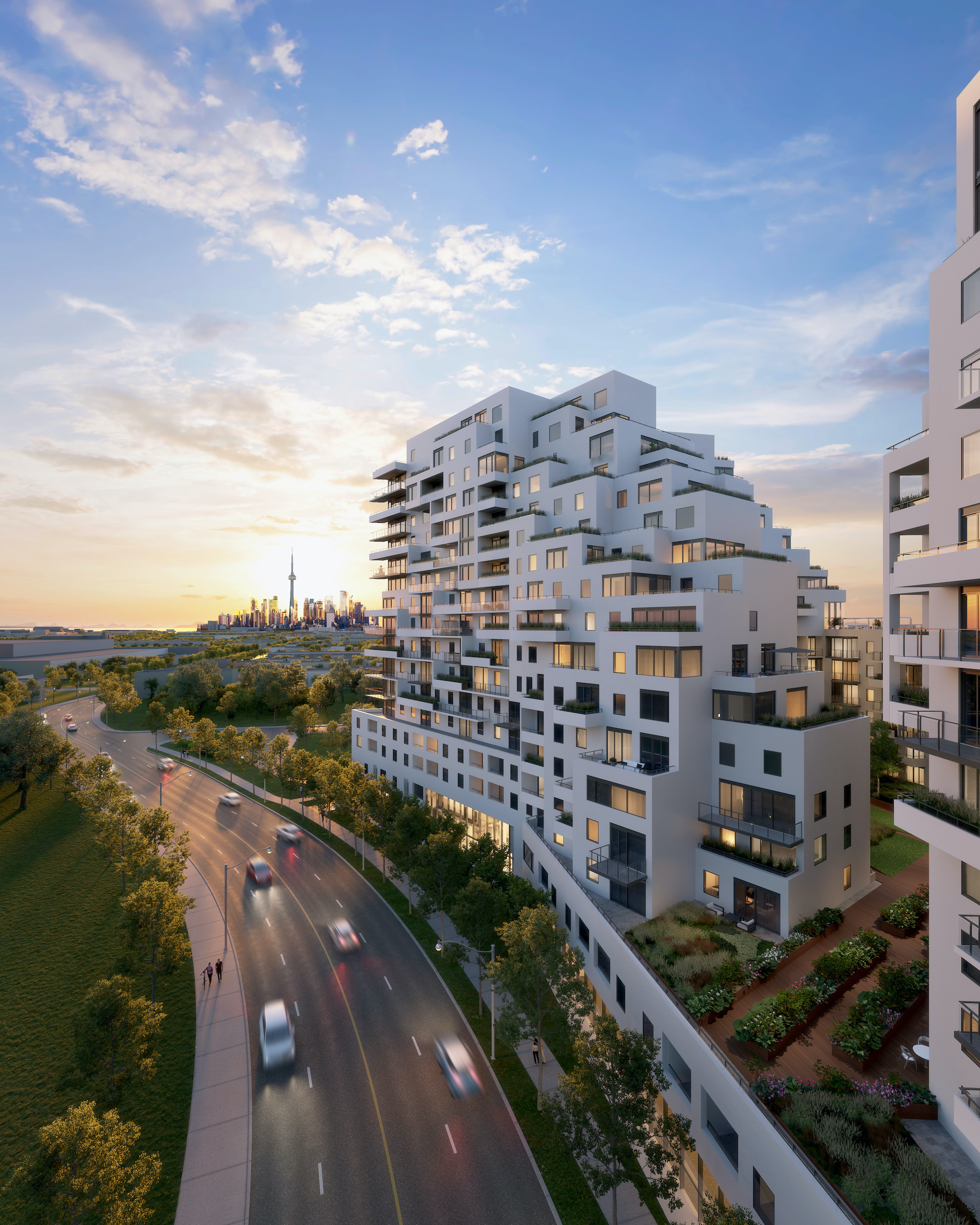 Rendering of Queen & Ashbridge Condos Eastern Ave Looking West
