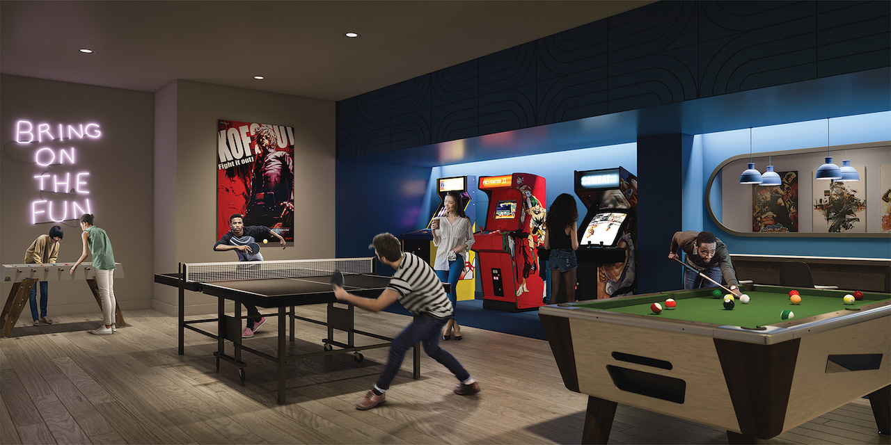 Rendering of Artsy Condos arcade.