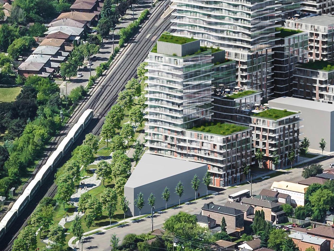 Aerial lower portion view of Grand Park Village Condos.