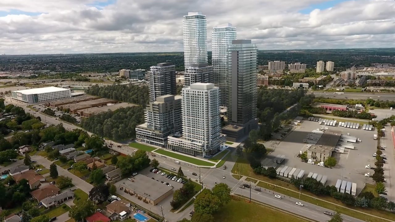 aerial rendering of Universal City Condo community