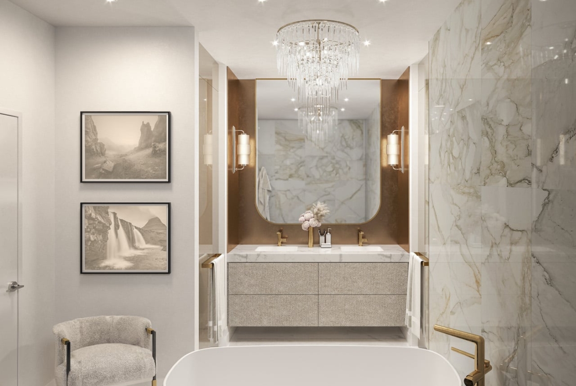 Rendering of Savile on the Roe suite interior ensuite