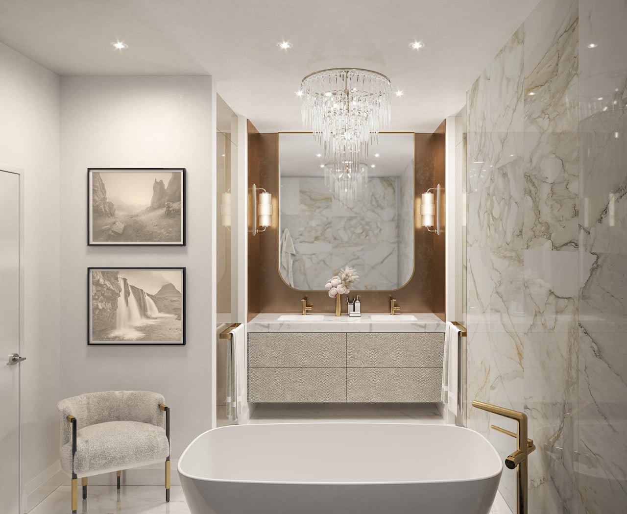 Rendering of Savile on the Roe suite interior ensuite