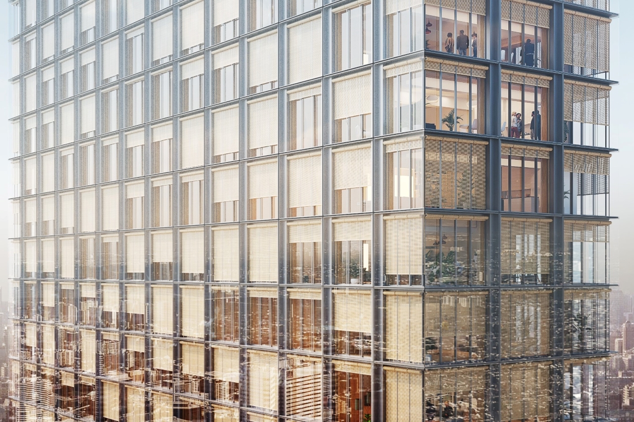 Rendering of 1200 Bay Condos exterior siding close-up.