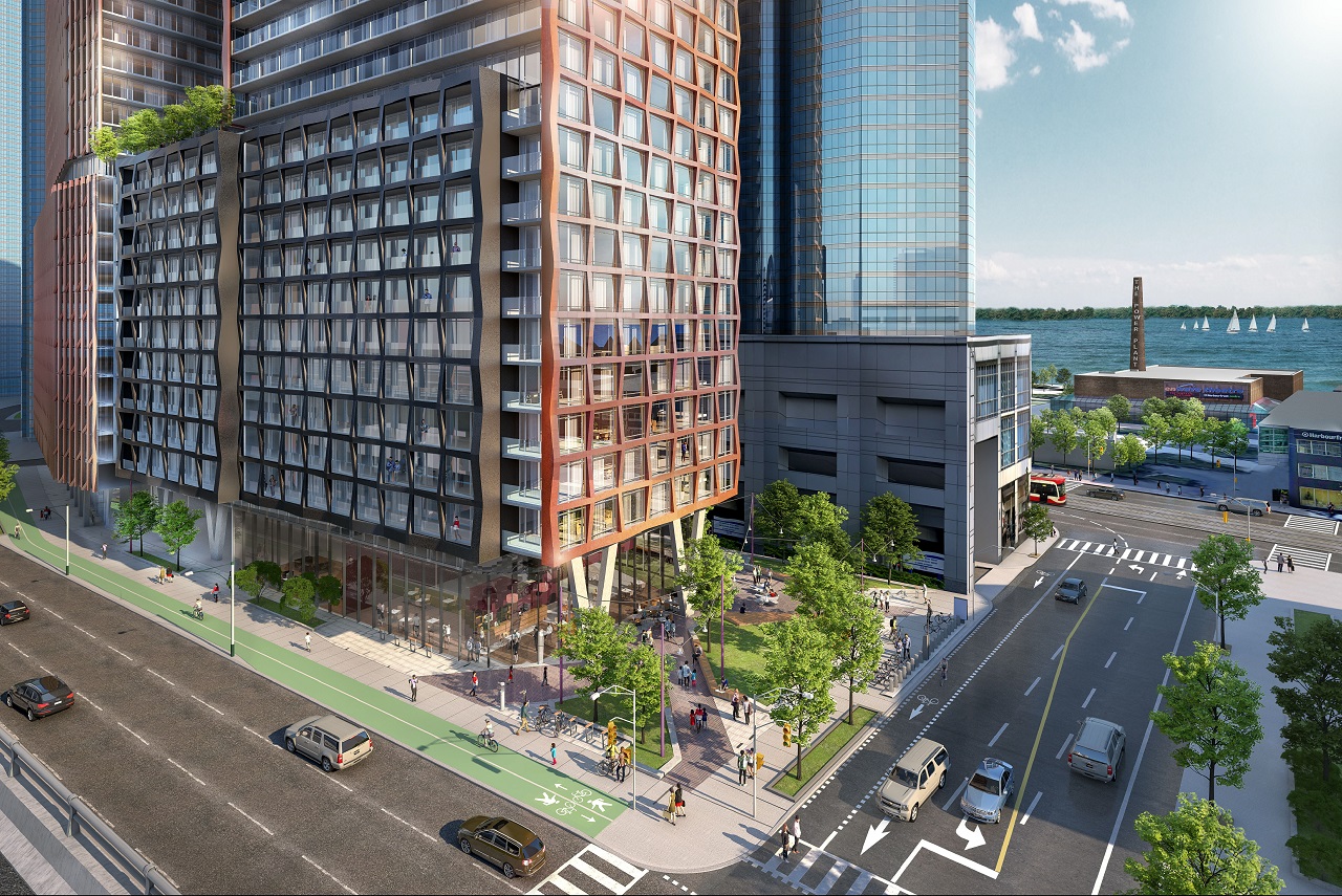 200 Queens Quay West Condos main intersection and building podium.