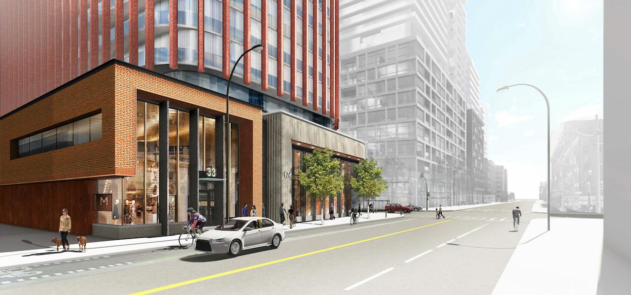Rendering of 33 Sherbourne Condos streetscape.