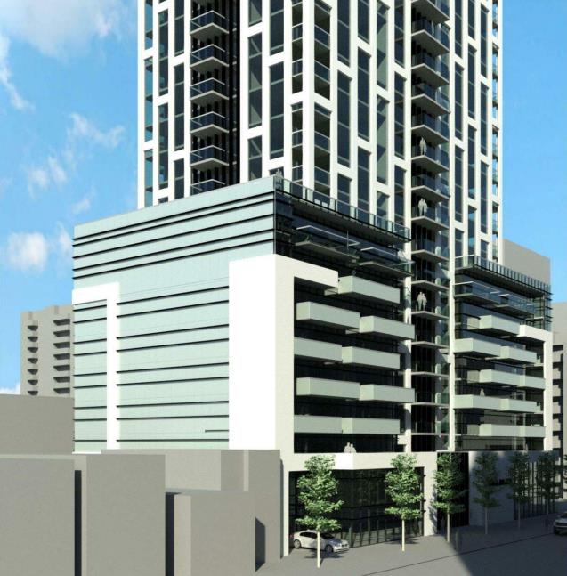 Rendering of 65 Raglan Avenue Condos podium exterior side-view