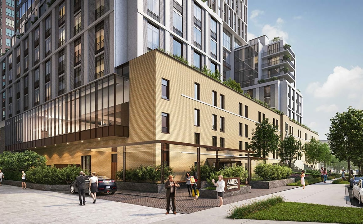 Rendering of 95 St Joseph Condos Exterior podium close up