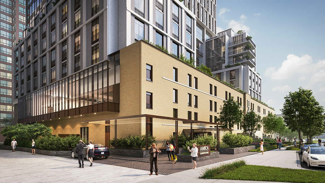 Rendering of 95 St Joseph Condos Exterior podium close up