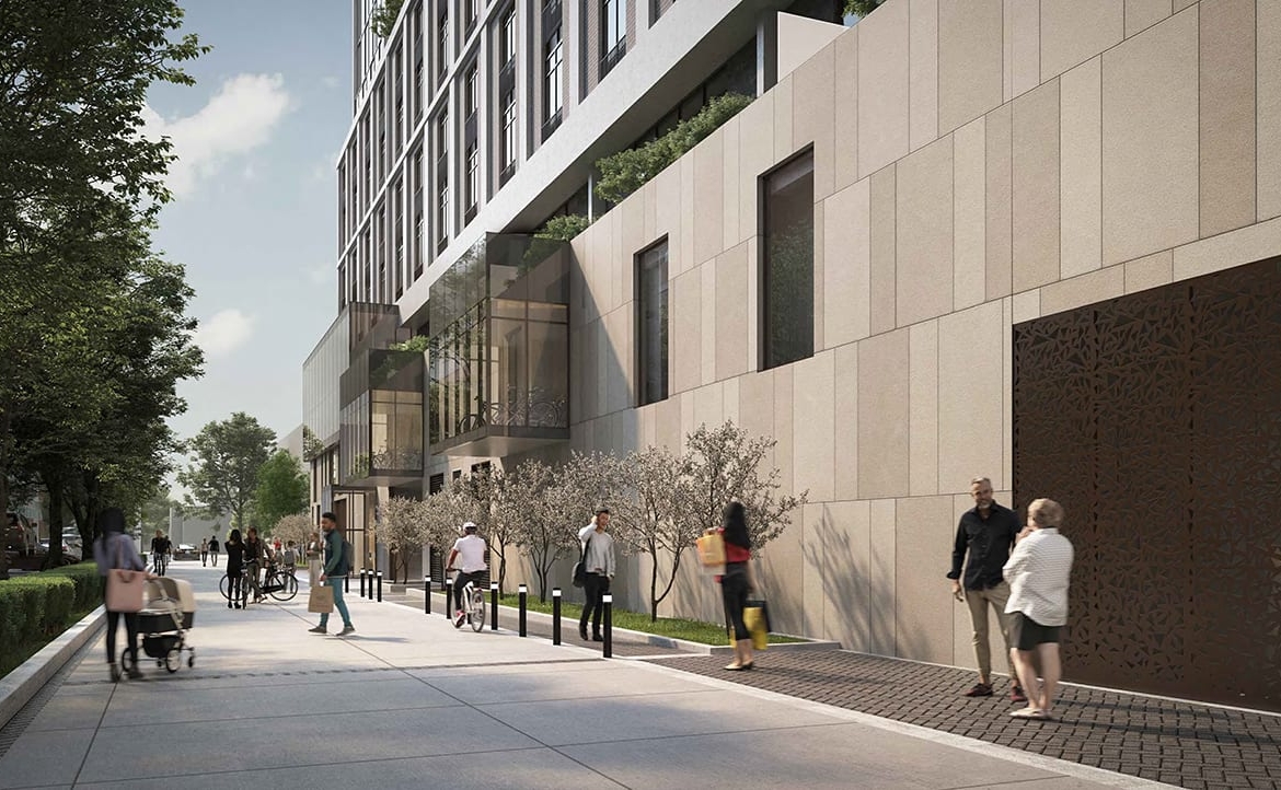 Rendering of 95 St Joseph Condos Exterior walkway