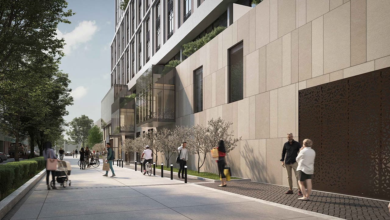 Rendering of 95 St Joseph Condos Exterior walkway