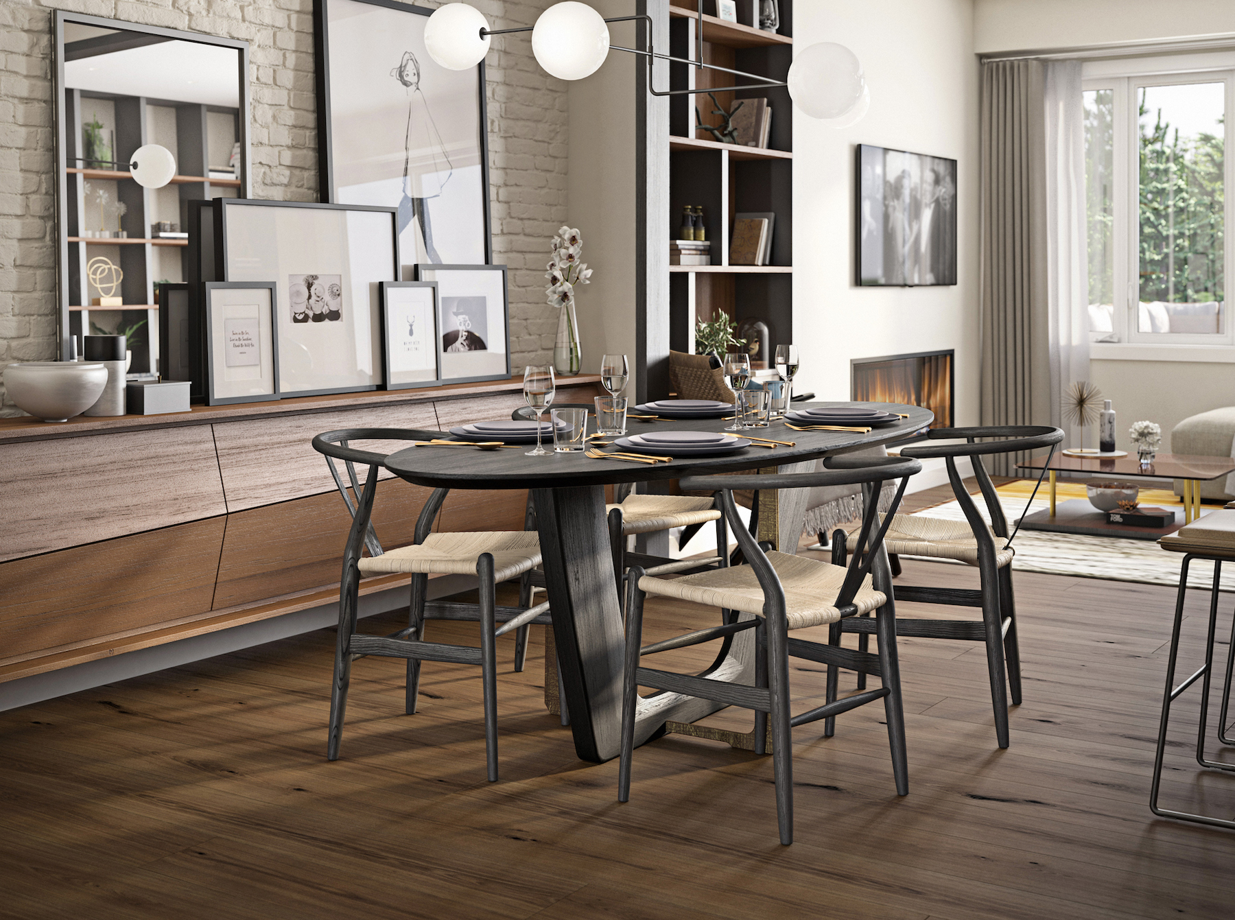Rendering of Community Crafted Towns suite dining room.