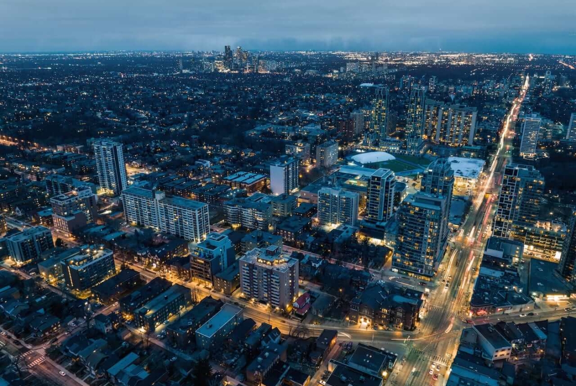 Rendering of Raglan House Condos aerial before