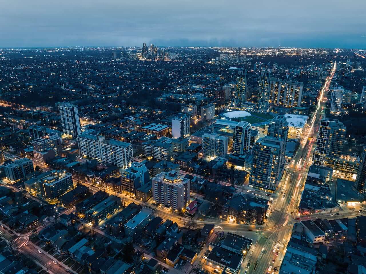 Rendering of Raglan House Condos aerial before