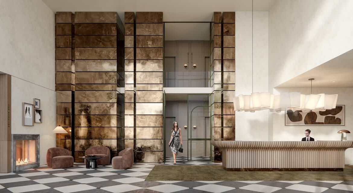 Rendering of Raglan House Condos amenity lobby