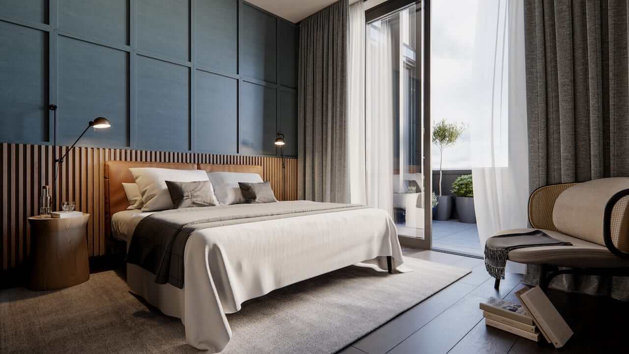 Rendering of Raglan House Condos suite interior bedroom