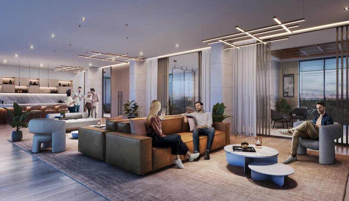 Rendering of The Dawes Condos Social Room