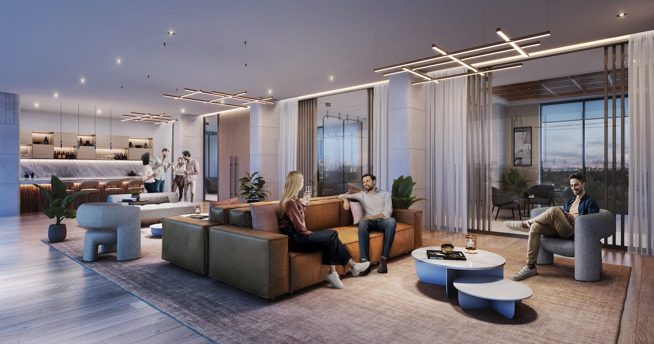Rendering of The Dawes Condos Social Room