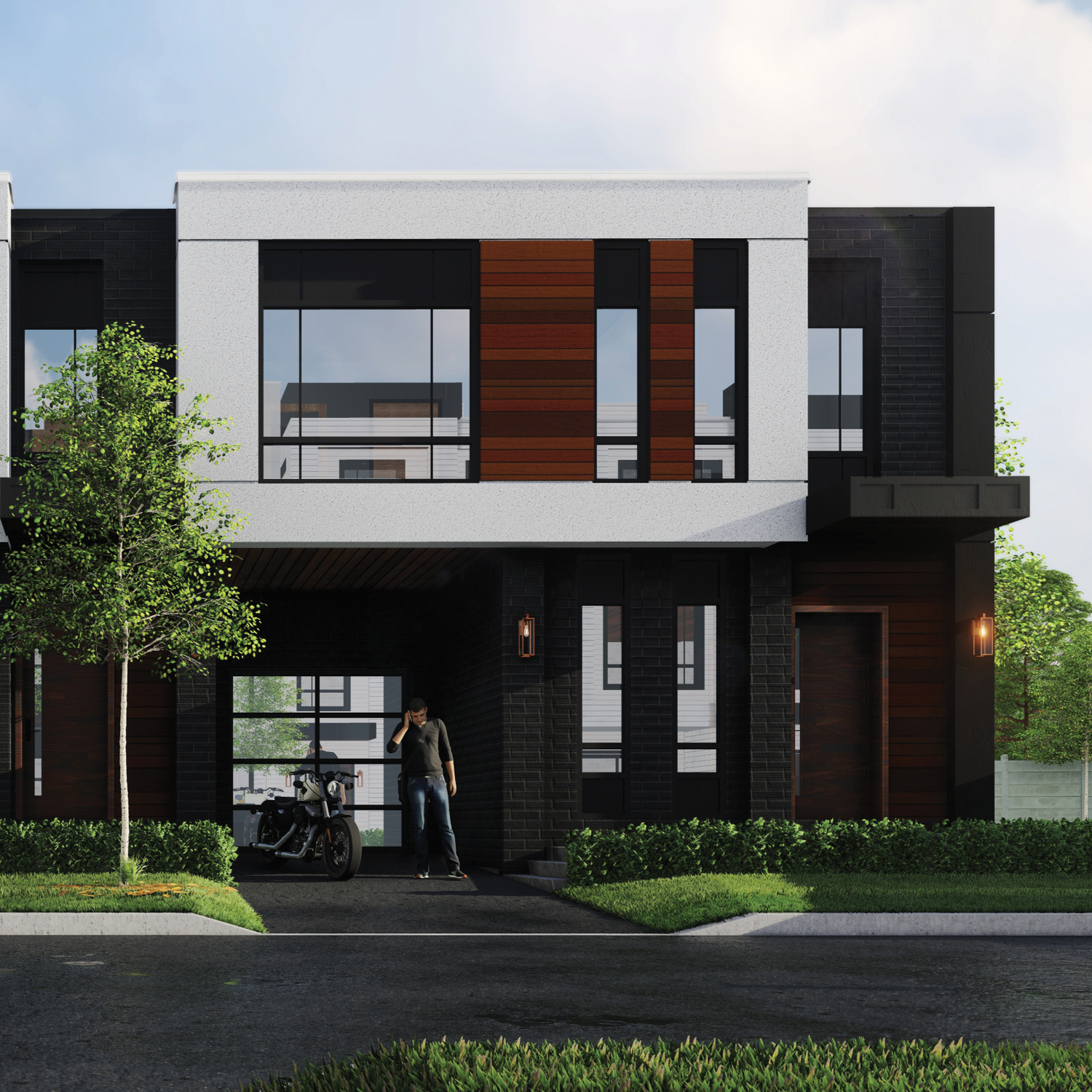 Rendering of Glendor Towns modern exterior.