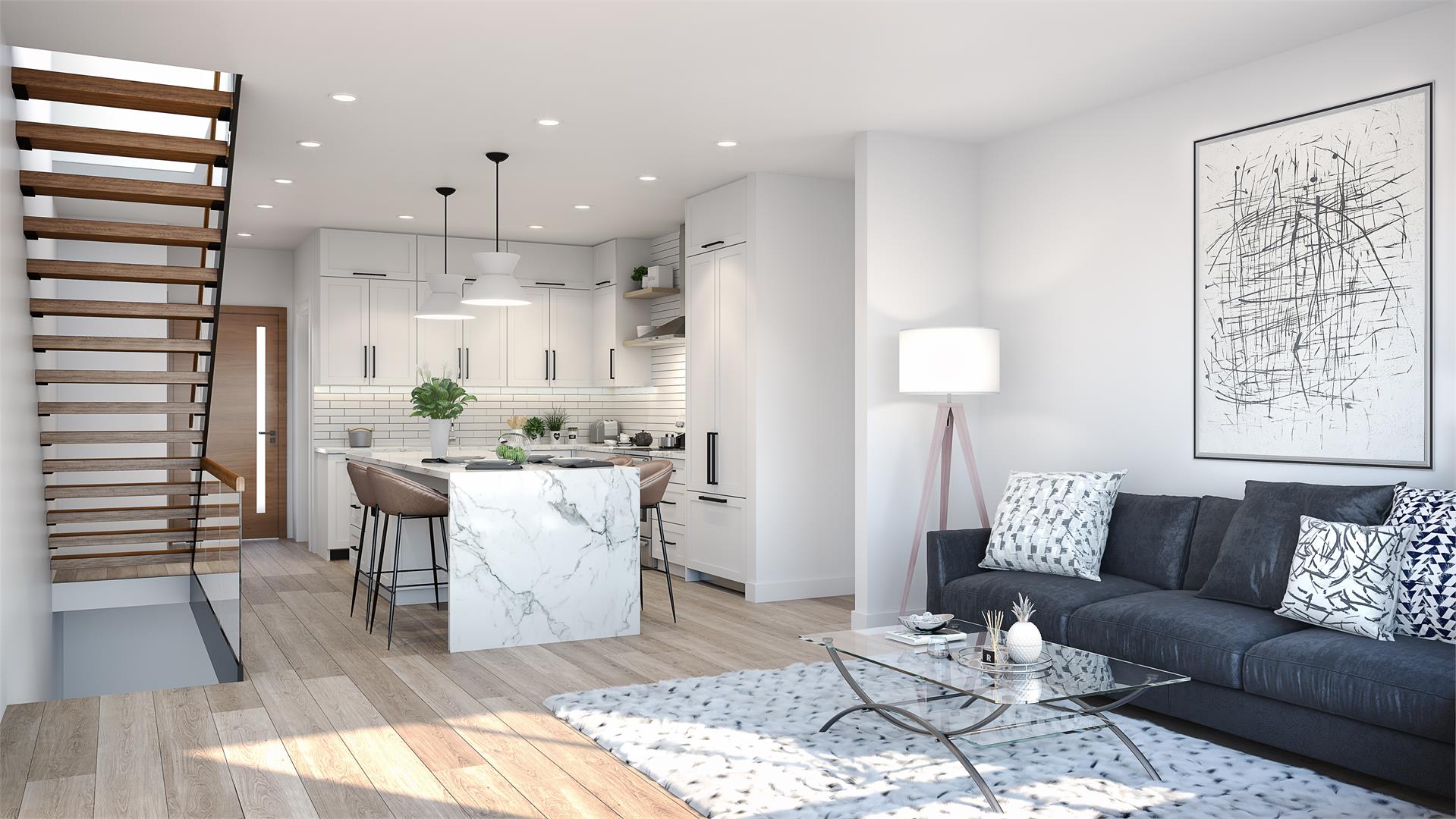 Rendering of Glendor Towns ground-floor interior.