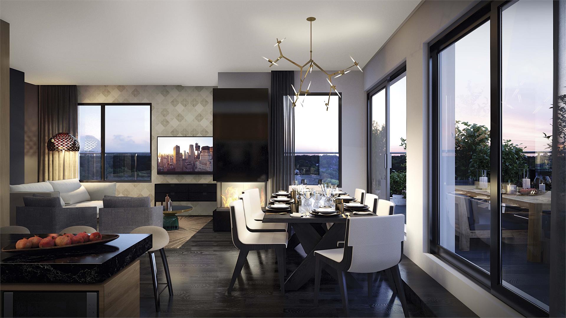 Rendering of Heartwood the Beach Condos modern suite interior