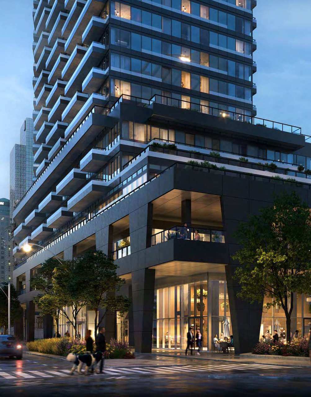 Q Tower condos podium rendering