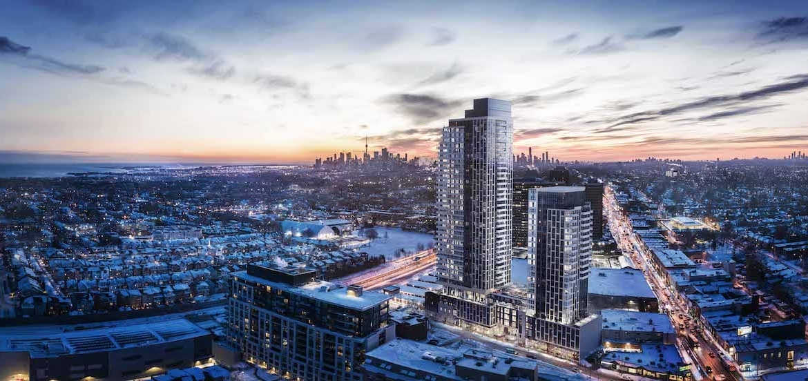Aerial rendering of The Dawes Condos