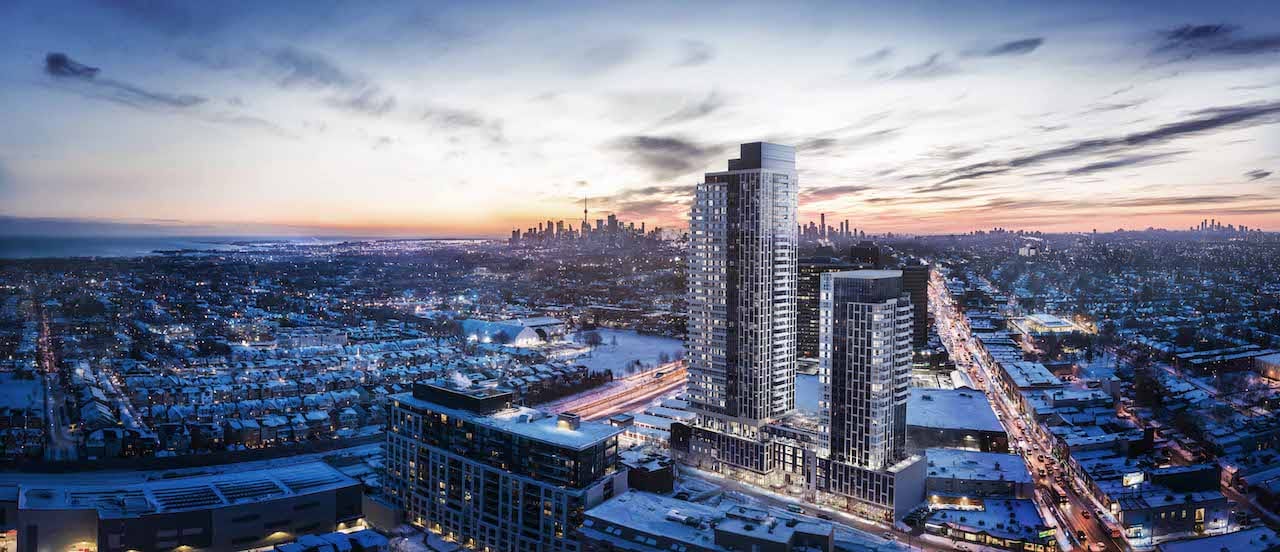 Aerial rendering of The Dawes Condos