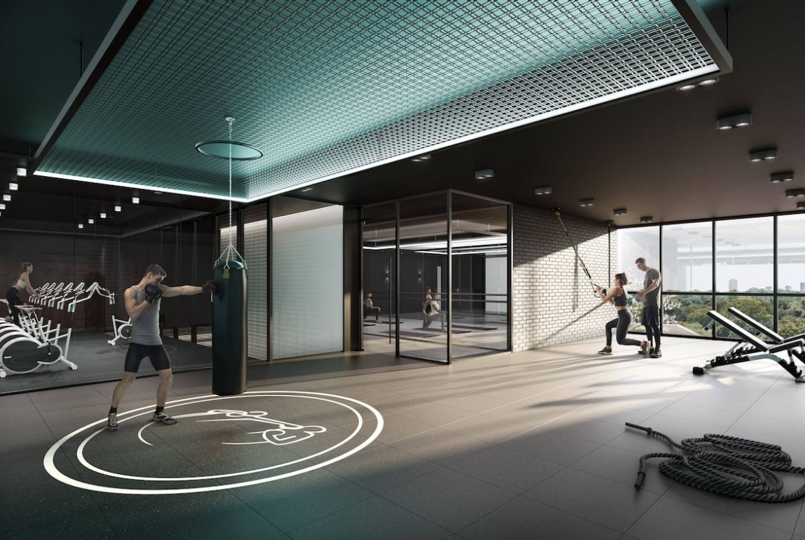 Rendering of The Dawes Condos fitness centre