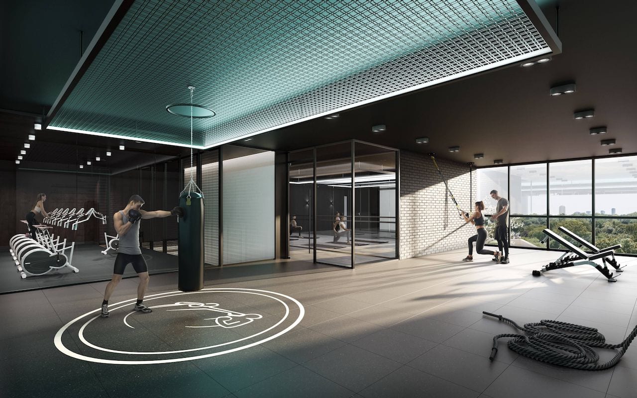 Rendering of The Dawes Condos fitness centre