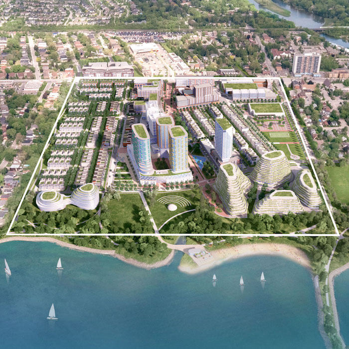 Aerial of Brightwater Community in Port Credit, Mississauga, Ontario.