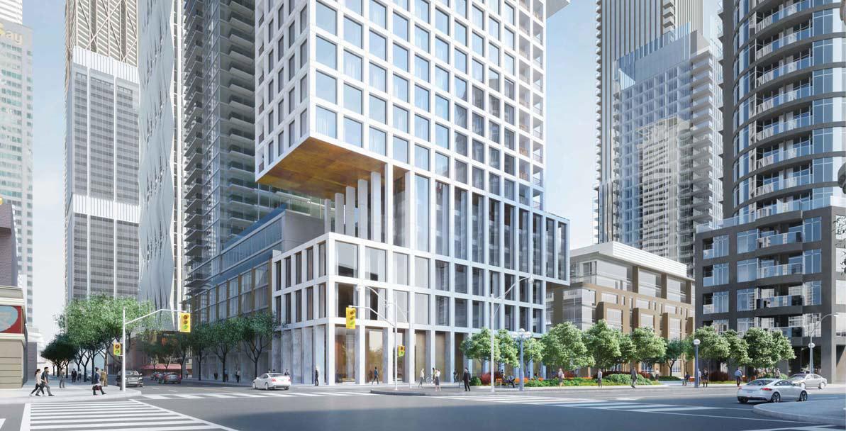 Rendering of 1 Scollard Condos exterior podium.