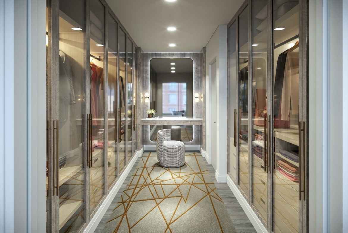 Rendering of 10 Prince Arthur Condos walk-in closet.